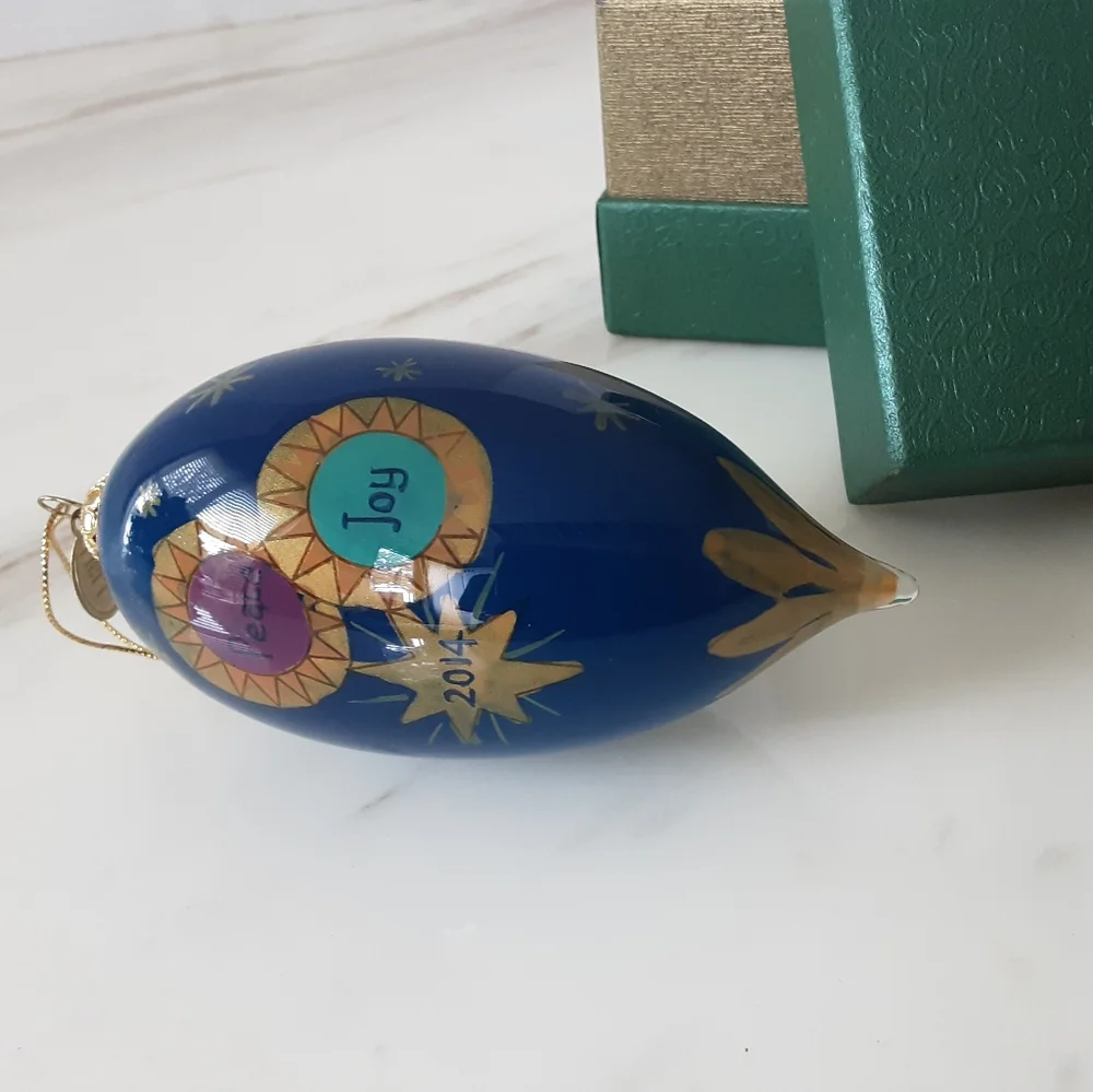 Pier 1 Li Bien Holy Family Nativity Peace Joy 2014 Glass Christmas Ornament
